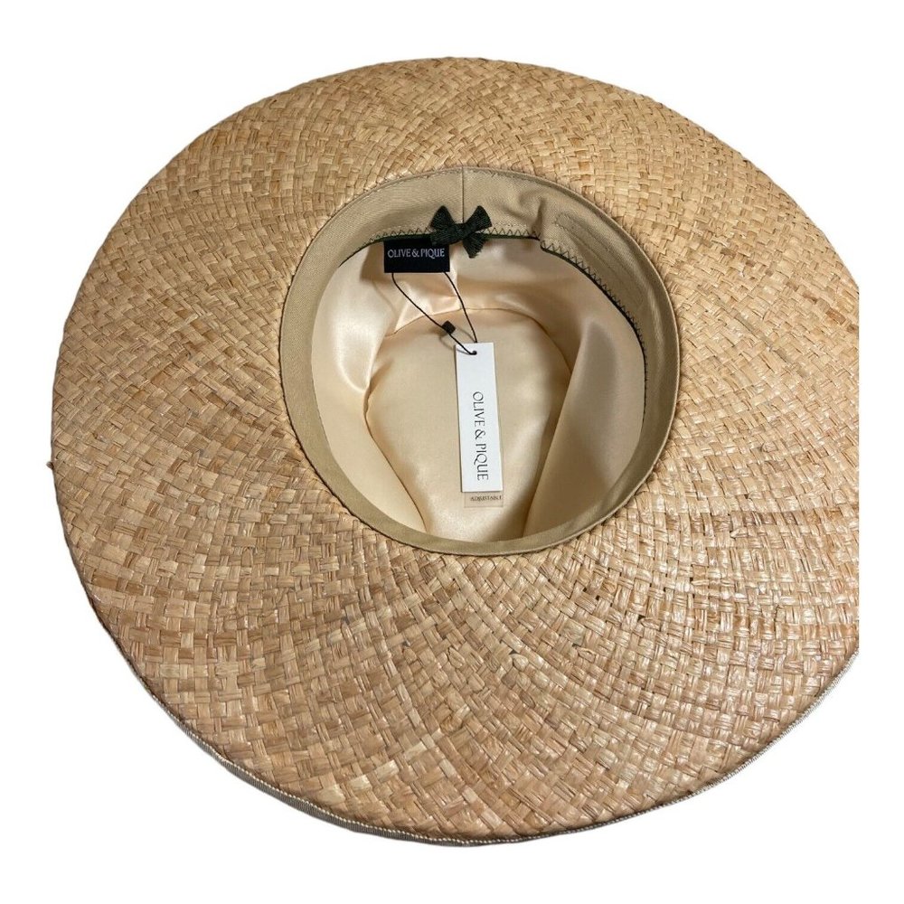 Olive & Pique Straw Rancher Hat Wide Brim Woven Natural Fiber Adjustable NWT - Picture 6 of 7